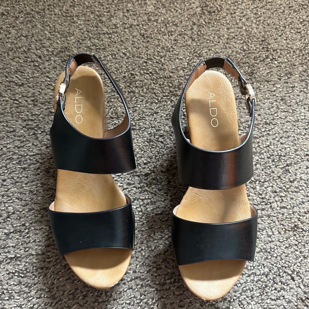 ALDO Black Two-Band Slingback Sandals